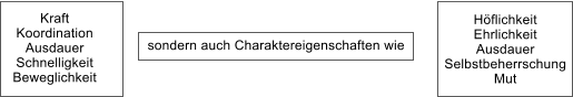 Kraft Koordination Ausdauer Schnelligkeit Beweglichkeit sondern auch Charaktereigenschaften wie Hflichkeit Ehrlichkeit Ausdauer Selbstbeherrschung Mut